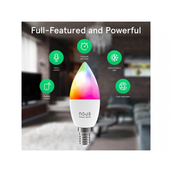 Smart sada LED žiaroviek E14 4.5W RGB NOUS P4/4 WiFi Tuya