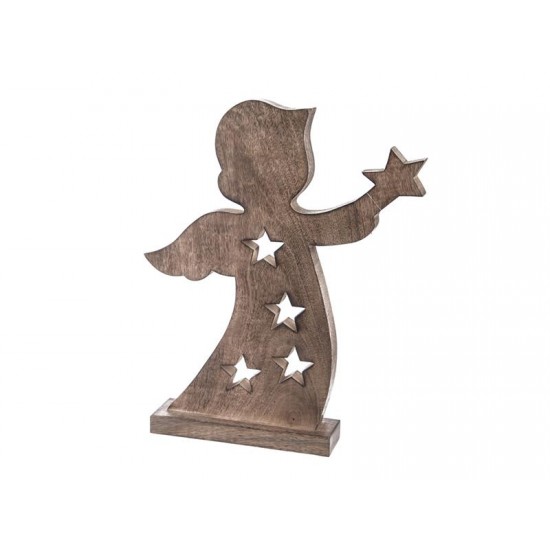 Anjel z mangového dreva s hviezdami INDECOR 24x6x43cm