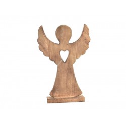 Anjel z mangového dreva so srdcom INDECOR 17x6x37cm