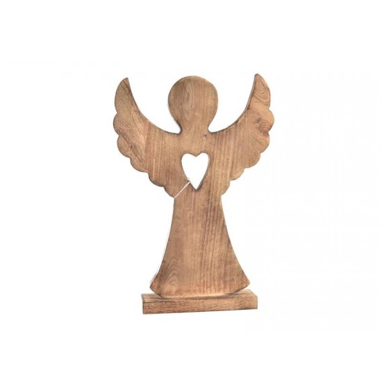 Anjel z mangového dreva so srdcom INDECOR 17x6x37cm