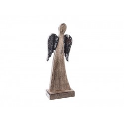 Anjel z mangového dreva s kôrovými krídlami INDECOR 11x6x32cm